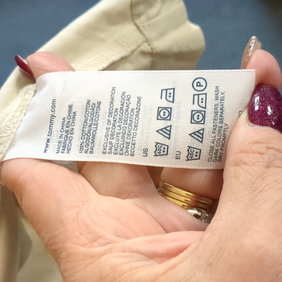 TOMMY HILFIGER* tie front short sleeve button front khaki collared midi dress XL - Picture 11 of 12